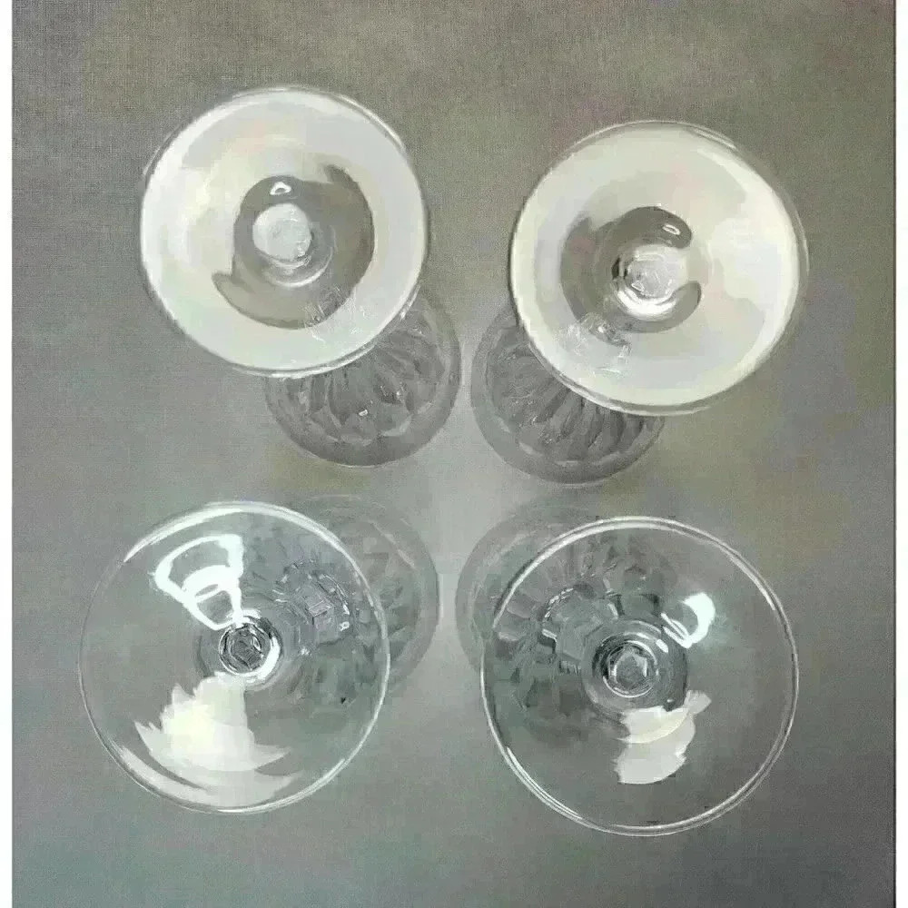 Vintage Josair Edith Crystal Large Claret Wine Glass Goblet Set 4 Glasses Signed - Picture 4 of 6